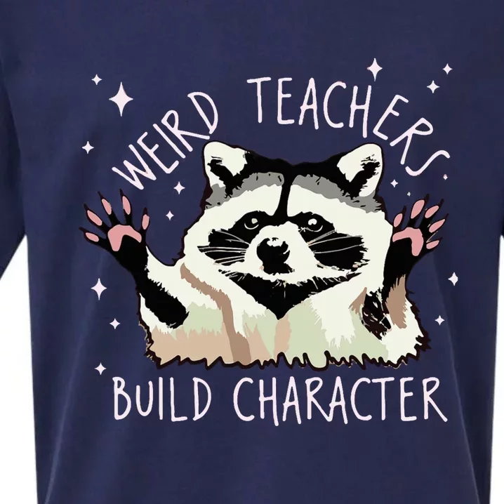 Weird Teachers Build Character Raccoon Teacher Appreciation Sueded Cloud Jersey T-Shirt