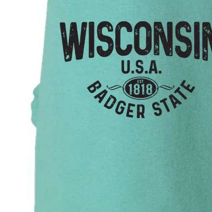 Wisconsin The Badger State Est 1818 Gift Doggie 3-End Fleece Hoodie