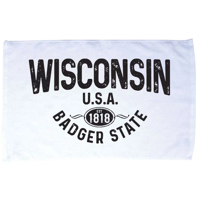 Wisconsin The Badger State Est 1818 Gift Microfiber Hand Towel