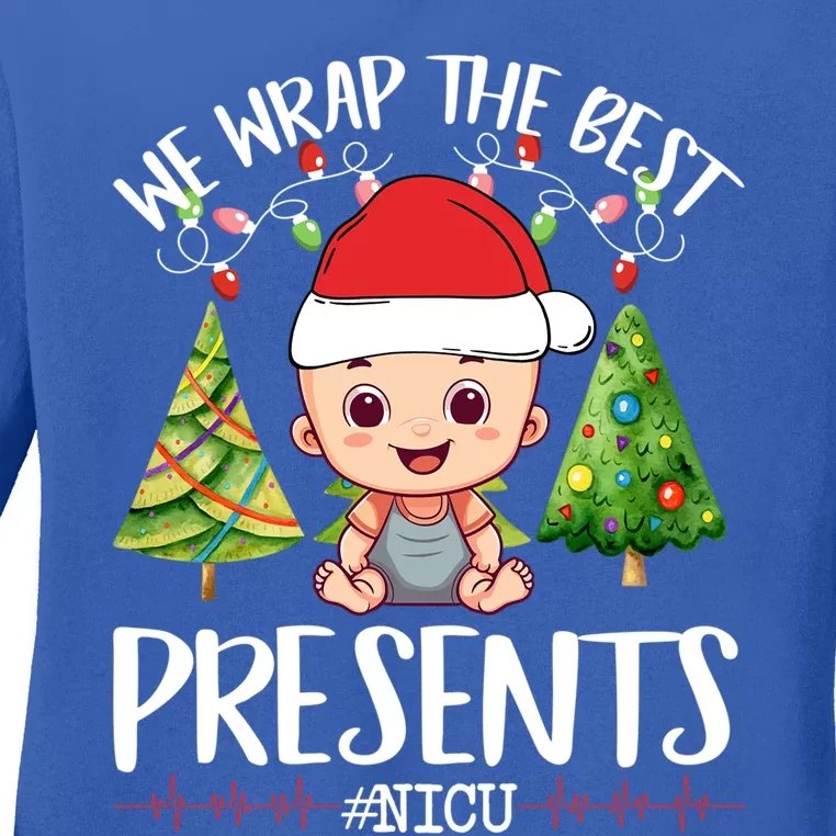 Wrap The Best Presents Nicu Nurse Christmas Neonatal Nurse Funny Gift Ladies Long Sleeve Shirt