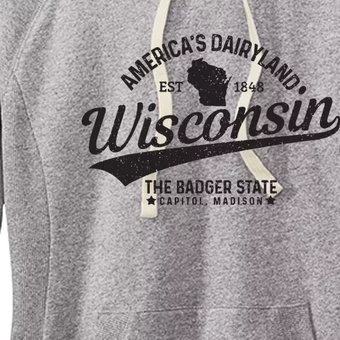 Wisconsin The Badger State Est 1848 State Map Gift Women's Fleece Hoodie