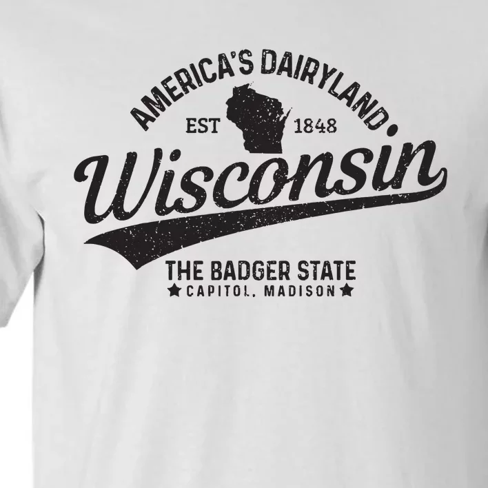 Wisconsin The Badger State Est 1848 State Map Gift Tall T-Shirt