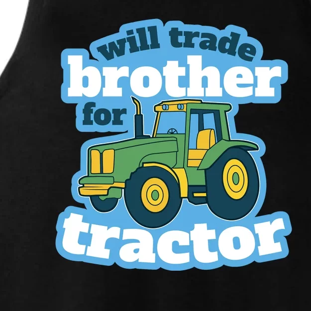 Will Trade Brother For Tractor Funny Ladies Tri-Blend Wicking Tank