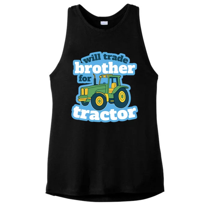 Will Trade Brother For Tractor Funny Ladies Tri-Blend Wicking Tank