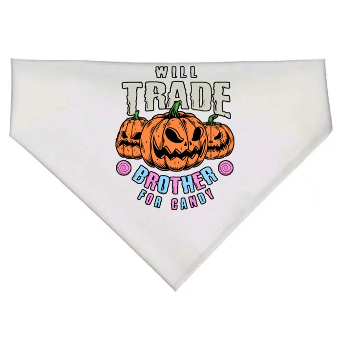 Will Trade Brother For Candy Funny Halloween Shirt USA-Made Doggie Bandana