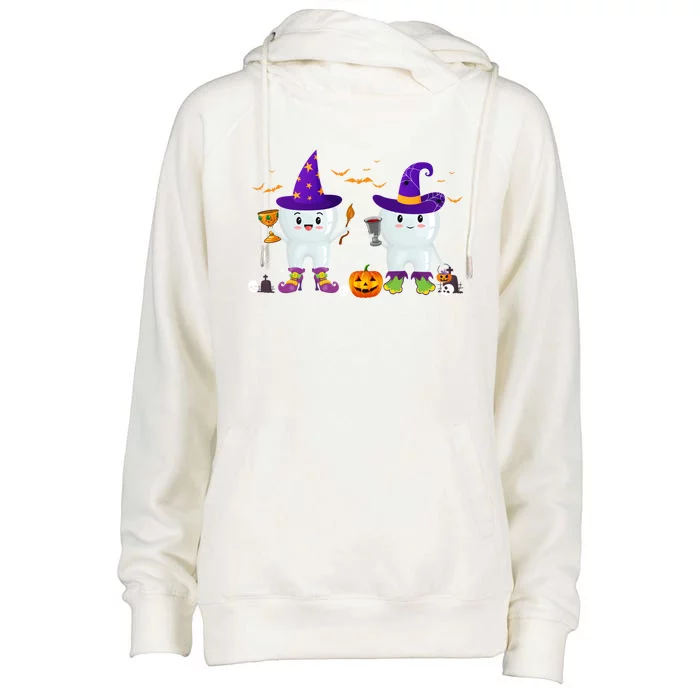 Witch Teeth Cute Witch Teeth Dental Dentist Halloween Cute Gift Womens Funnel Neck Pullover Hood