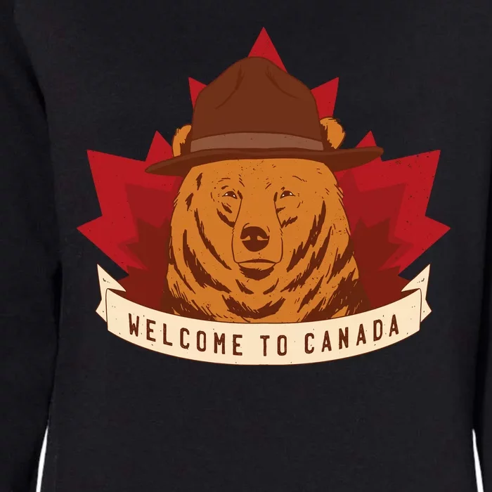 Welcome To Canada Maple Leaf Bear Womens California Wash Sweatshirt