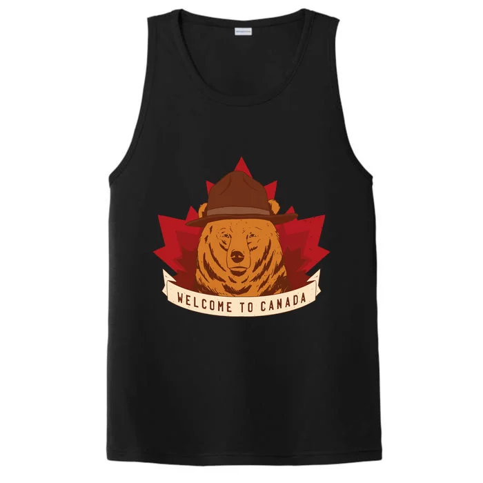 Welcome To Canada Maple Leaf Bear Performance Tank