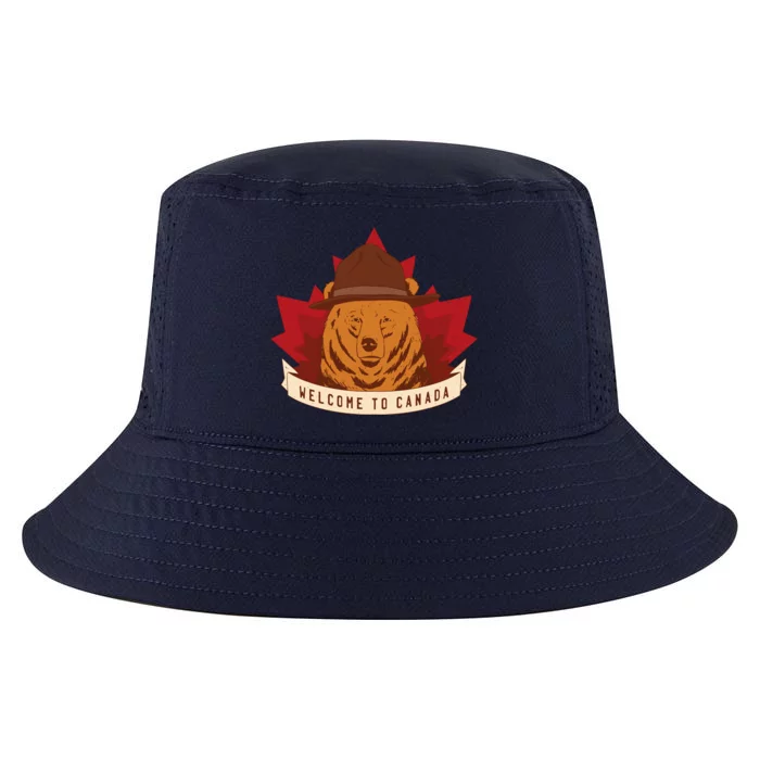 Welcome To Canada Maple Leaf Bear Cool Comfort Performance Bucket Hat