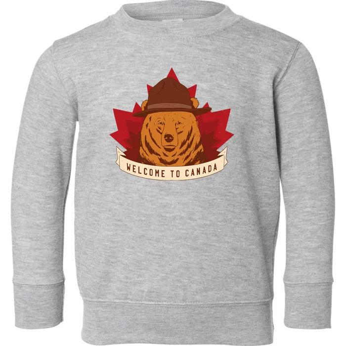 Welcome To Canada Maple Leaf Bear Toddler Sweatshirt