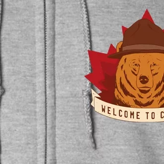 Welcome To Canada Maple Leaf Bear Full Zip Hoodie