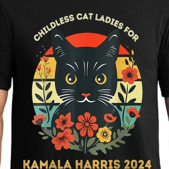 Women This Childless Cat Lady Is Voting Kamalaharris 2024 Gift Pajama Set