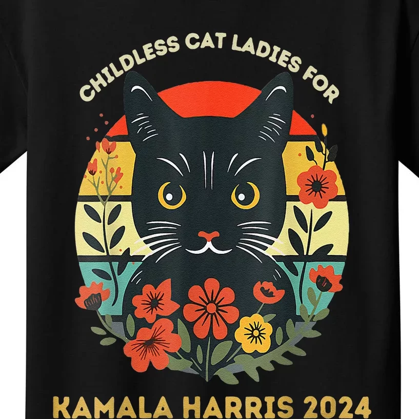 Women This Childless Cat Lady Is Voting Kamalaharris 2024 Gift Kids T-Shirt