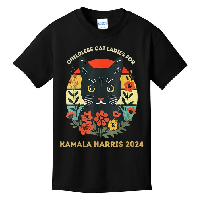 Women This Childless Cat Lady Is Voting Kamalaharris 2024 Gift Kids T-Shirt