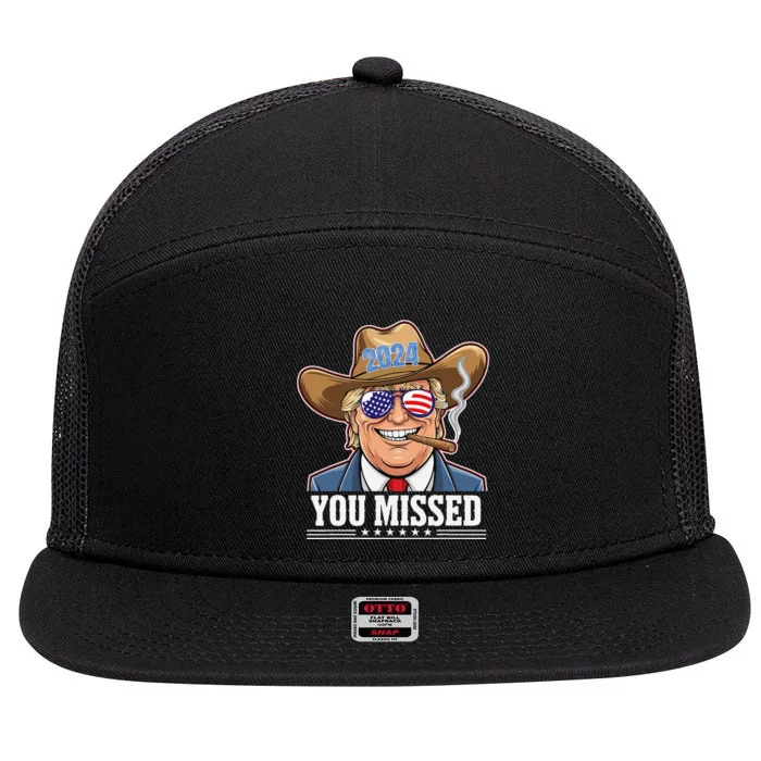 Western Trump Cowboy You Missed 7 Panel Mesh Trucker Snapback Hat