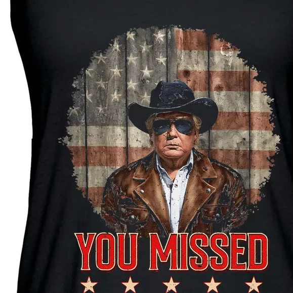 Western Trump Cowboy You Missed Again Funny Ladies Essential Flowy Tank