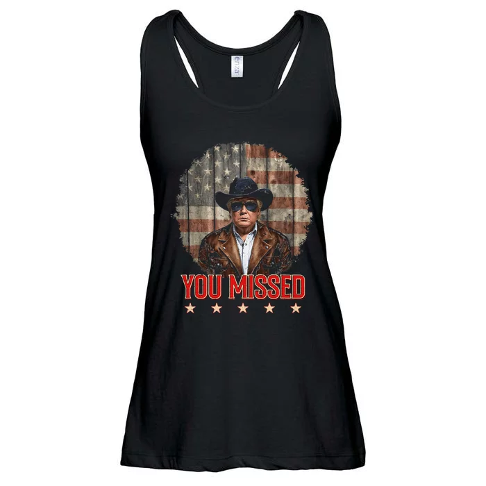 Western Trump Cowboy You Missed Again Funny Ladies Essential Flowy Tank