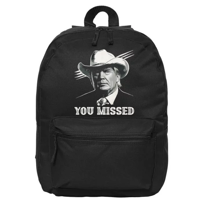 Western Trump Cowboy You Missed Again Funny 16 in Basic Backpack