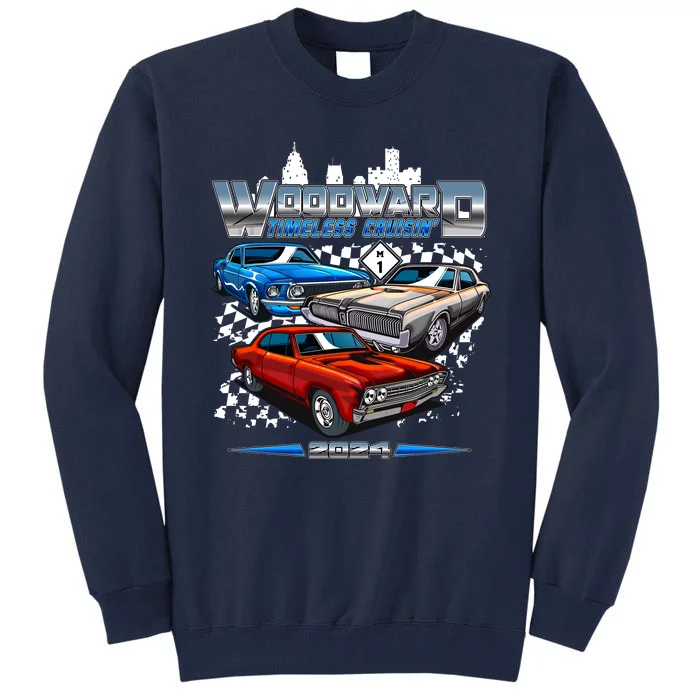 Woodward Timeless Cruisin 2024 Muscle Cars Tall Sweatshirt