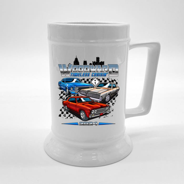 Woodward Timeless Cruisin 2024 Muscle Cars Front & Back Beer Stein