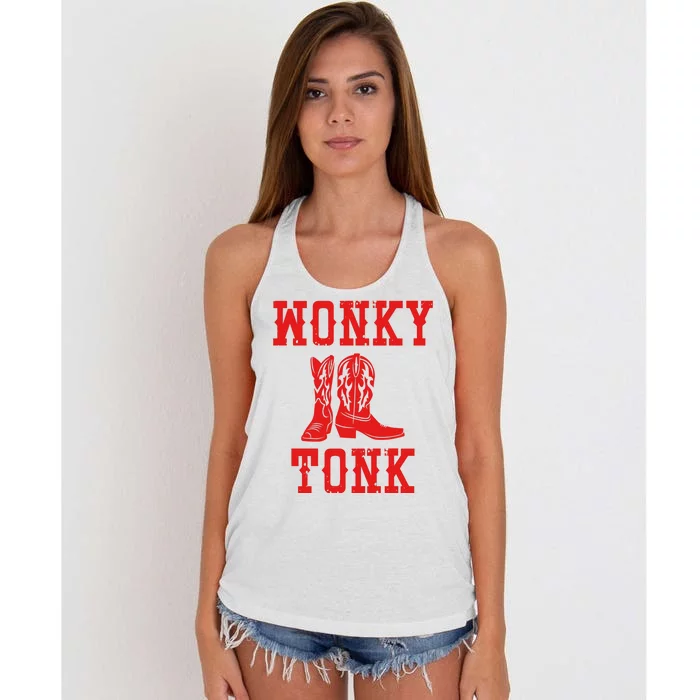 Wonky Tonk Cowboy Boots Women's Knotted Racerback Tank