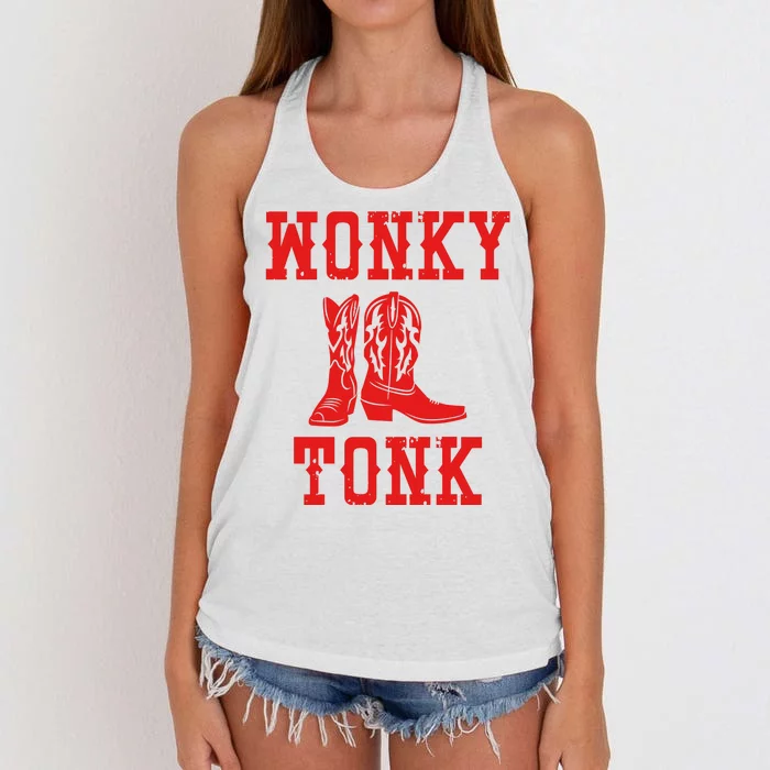 Wonky Tonk Cowboy Boots Women's Knotted Racerback Tank