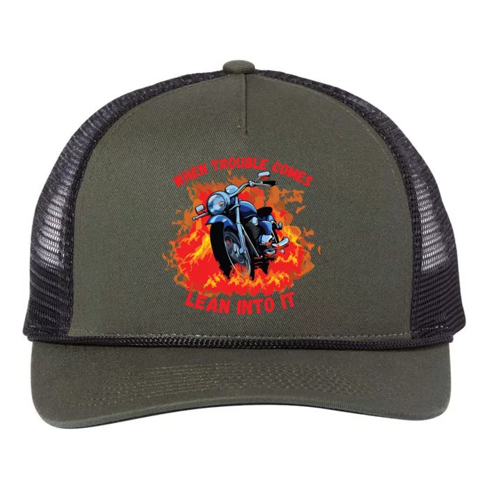 When Trouble Comes Lean Into It Retro Rope Trucker Hat Cap