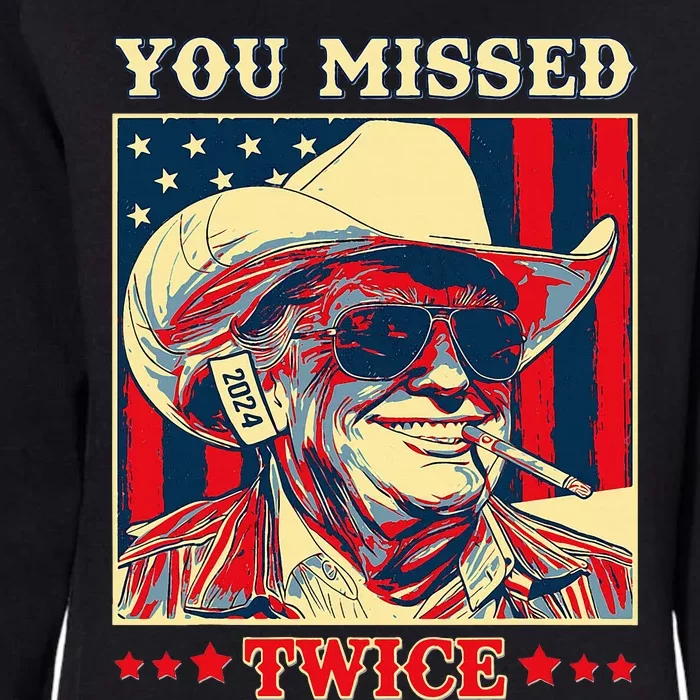 Western Trump Cow You Missed Twice Womens California Wash Sweatshirt