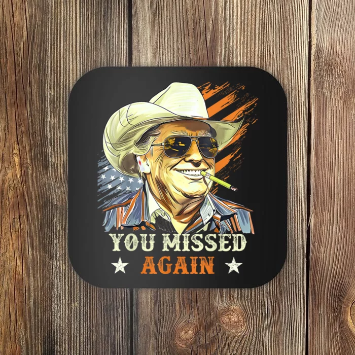 Western Trump Cowboy You Missed Again Funny Coaster