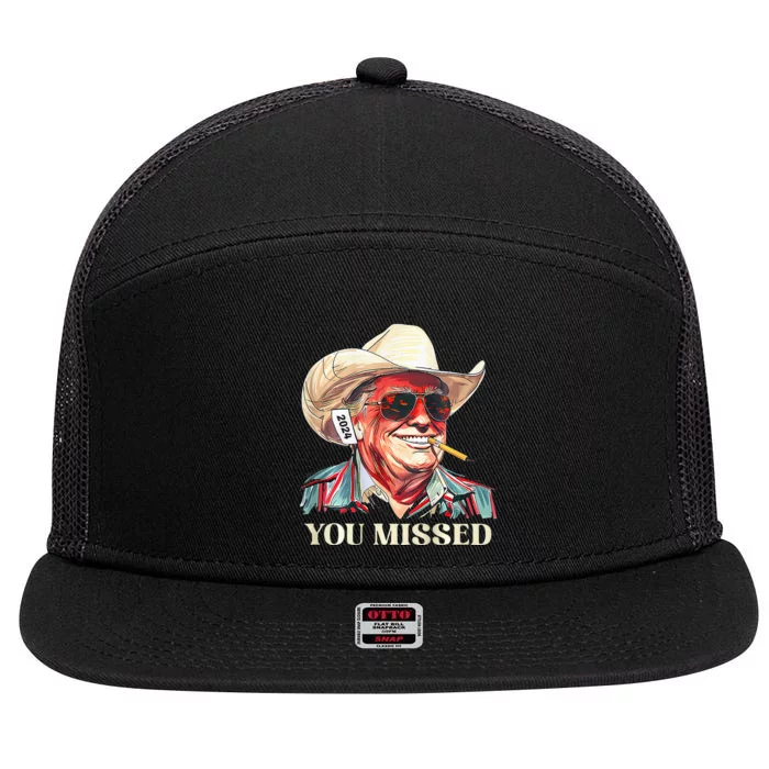 Western Trump Cowboy You Missed 7 Panel Mesh Trucker Snapback Hat