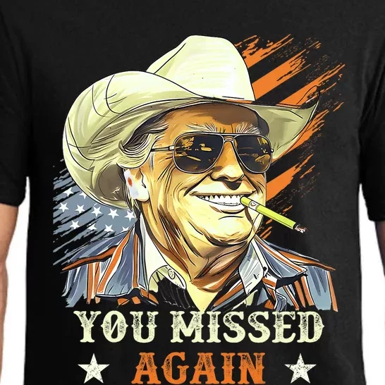 Western Trump Cowboy You Missed Again Funny Pajama Set