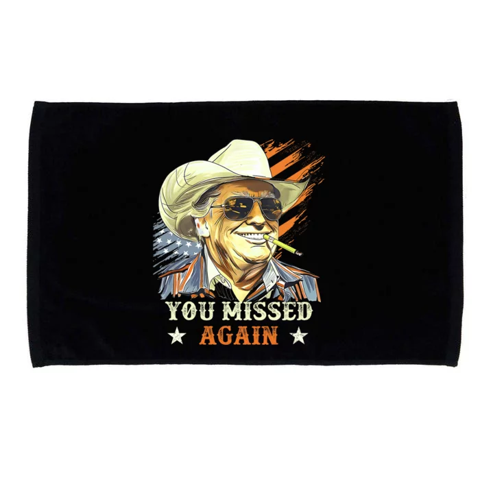 Western Trump Cowboy You Missed Again Funny Microfiber Hand Towel