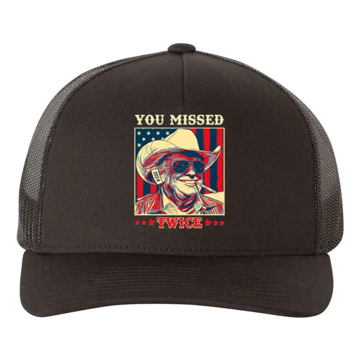 Western Trump Cowboy You Missed Twice Yupoong Adult 5-Panel Trucker Hat