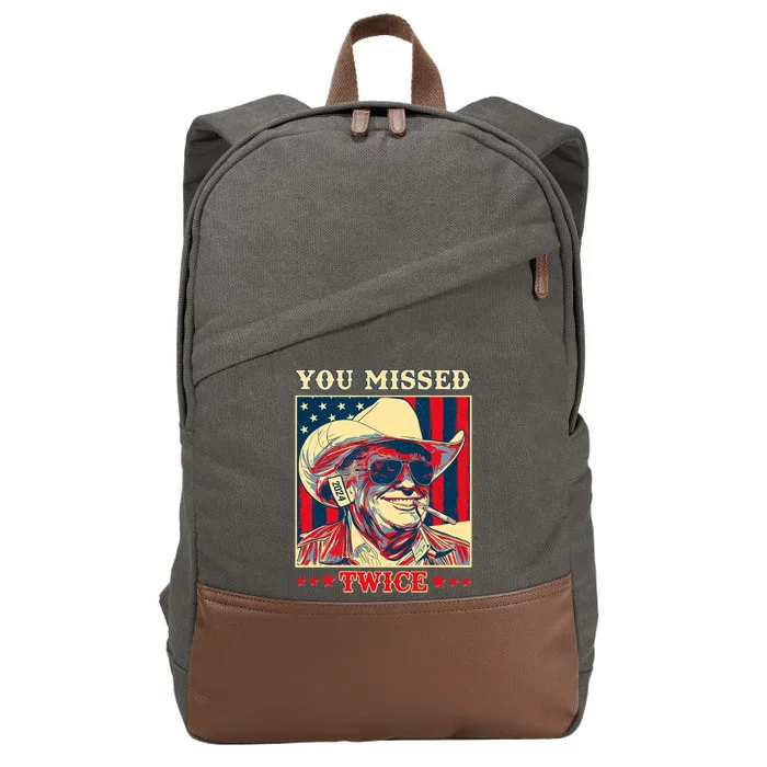 Western Trump Cowboy You Missed Twice Cotton Canvas Backpack