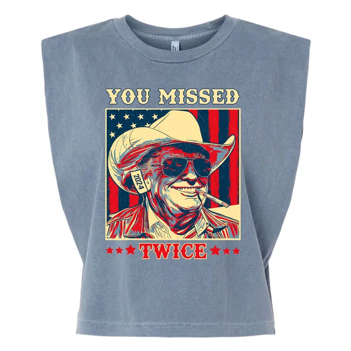 Western Trump Cowboy You Missed Twice Garment-Dyed Women's Muscle Tee