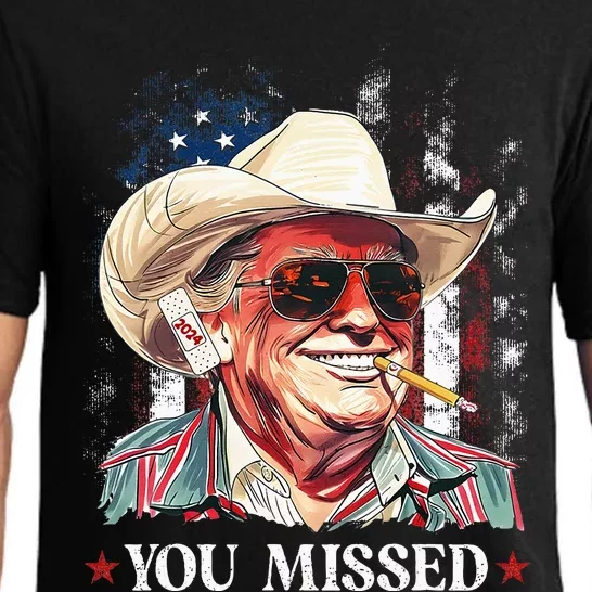 Western Trump Cowboy You Missed Trump 2024 American Flag Pajama Set