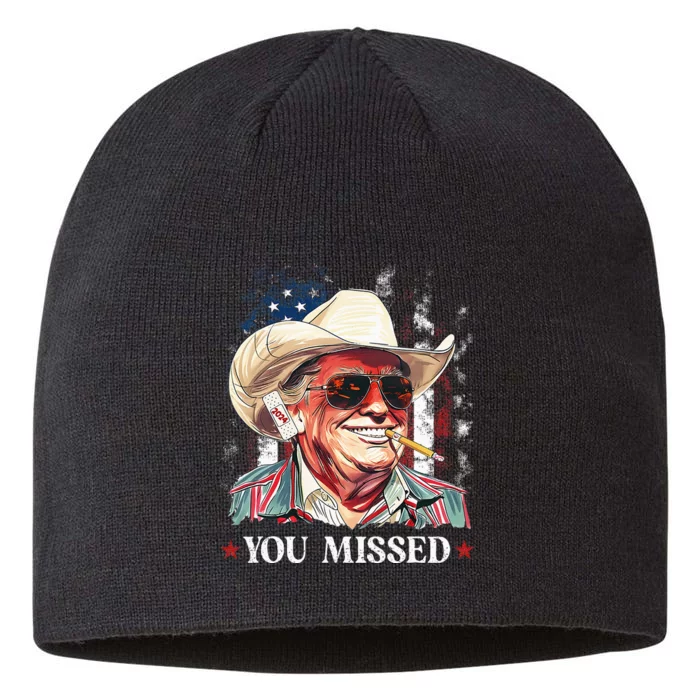 Western Trump Cowboy You Missed Trump 2024 American Flag 8 1/2in Sustainable Knit Beanie