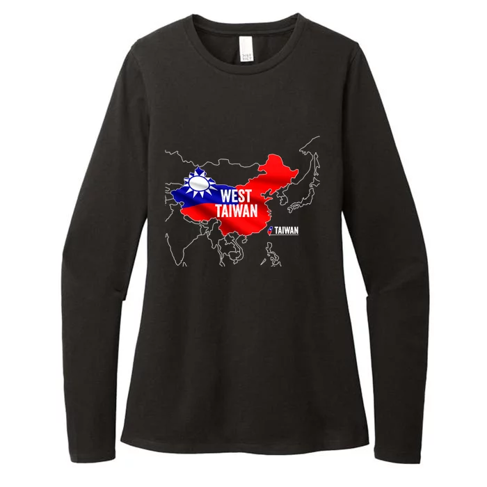 West Taiwan China Map I Love Taiwan Flag Taiwanese Pride Great Gift Womens CVC Long Sleeve Shirt