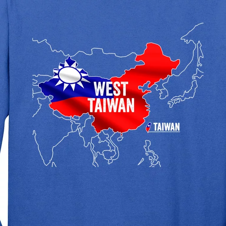 West Taiwan China Map I Love Taiwan Flag Taiwanese Pride Great Gift Tall Long Sleeve T-Shirt