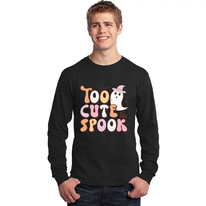 Women Too Cute To Spook Halloween Ghost Funny Kids Long Sleeve Shirt