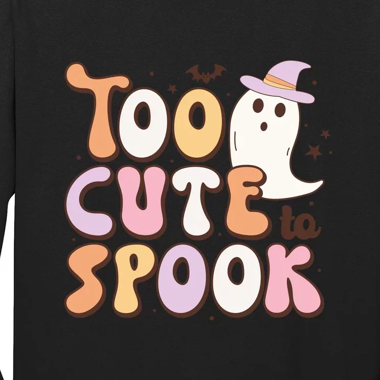 Women Too Cute To Spook Halloween Ghost Funny Kids Long Sleeve Shirt