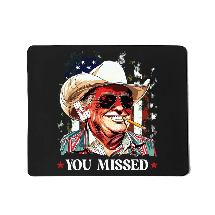 Western Trump Cowboy You Missed Trump 2024 American Flag Mousepad