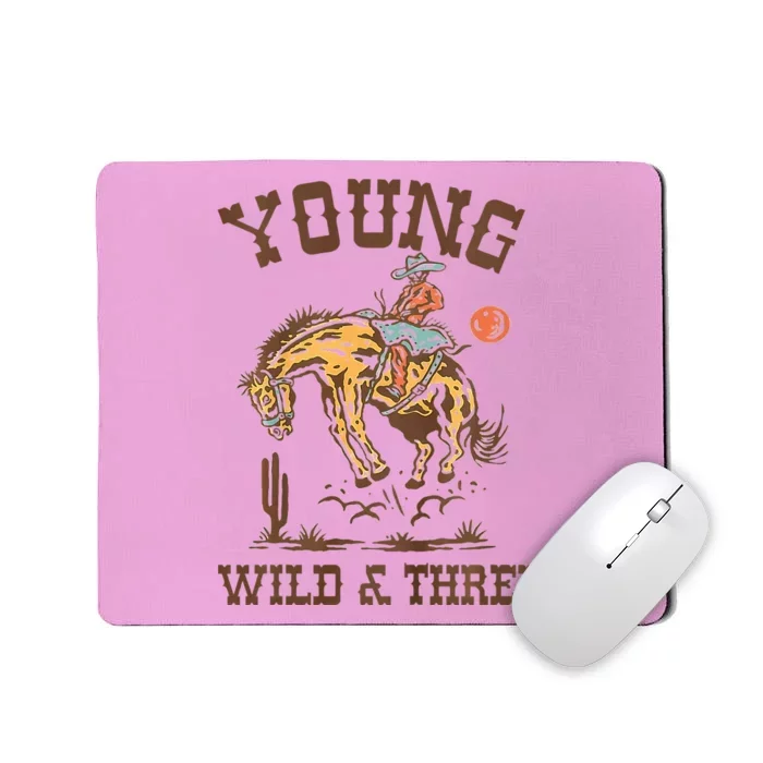 Wild & Three Cow Western Rodeo 3rd Birthday Mousepad