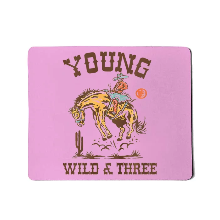 Wild & Three Cow Western Rodeo 3rd Birthday Mousepad