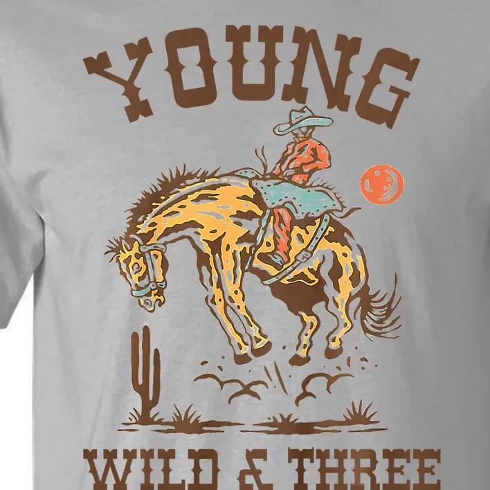 Wild & Three Cow Western Rodeo 3rd Birthday Tall T-Shirt