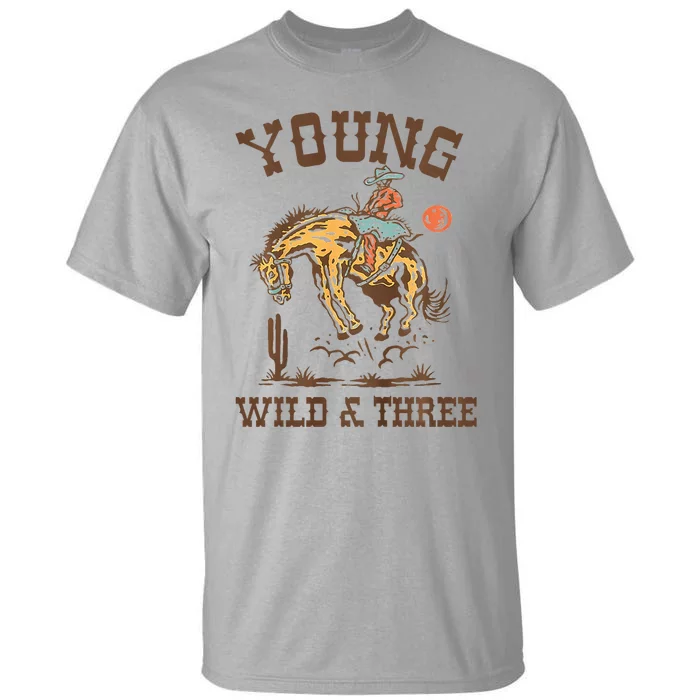 Wild & Three Cow Western Rodeo 3rd Birthday Tall T-Shirt