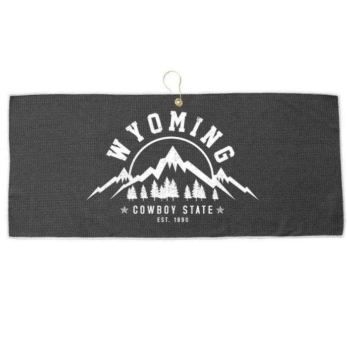 Wyoming The Cowboy State Est 1890 Vintage Mountains Gift Large Microfiber Waffle Golf Towel