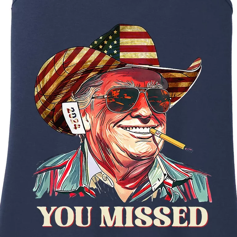 Western Trump Cowboy You Missed American Flag Cowboy Hat Ladies Essential Tank