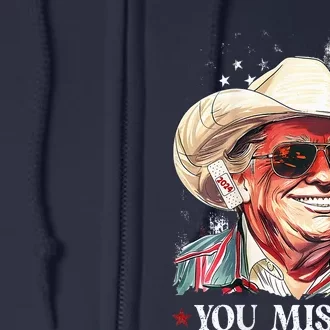 Western Trump Cowboy You Missed Trump 2024 Usa Flag Full Zip Hoodie