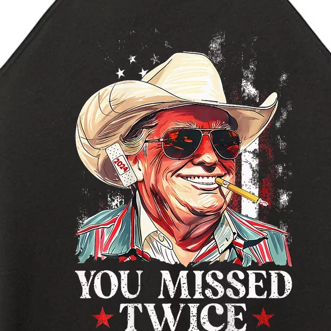 Western Trump Cow You Missed Twice Trump 2024 Usa Flag Women’s Perfect Tri Rocker Tank